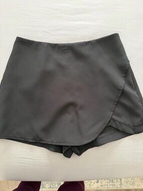 SHEIN Black Satin Wrap Skort